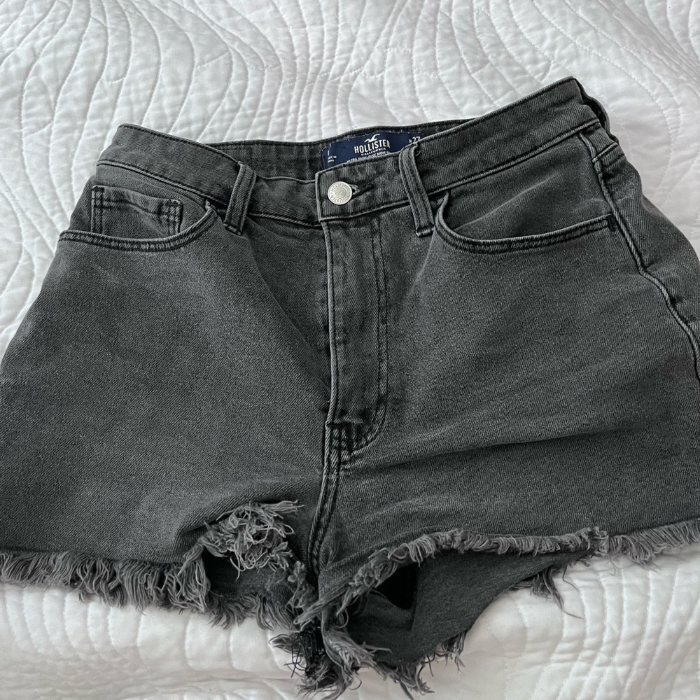 Black denim shorts